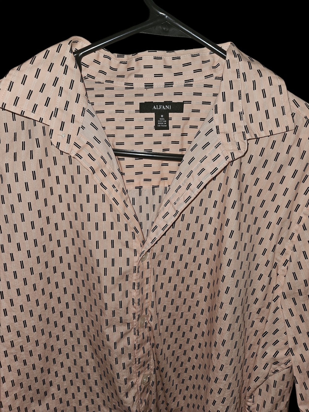 Alfani Men's Pink Short-Stripe Button-Down Shirt